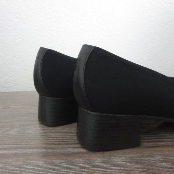 Munro Jet Black Traveler Shoes 1.5" Low Heel Square Closed Toe Slip On Sz 7 - Picture 3 of 15